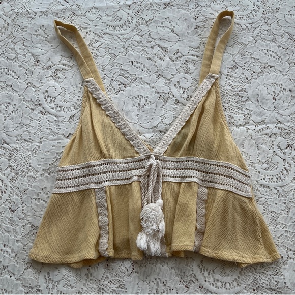 Yellow Boho Summer Tank Top with Tassels - Picture 1 of 10